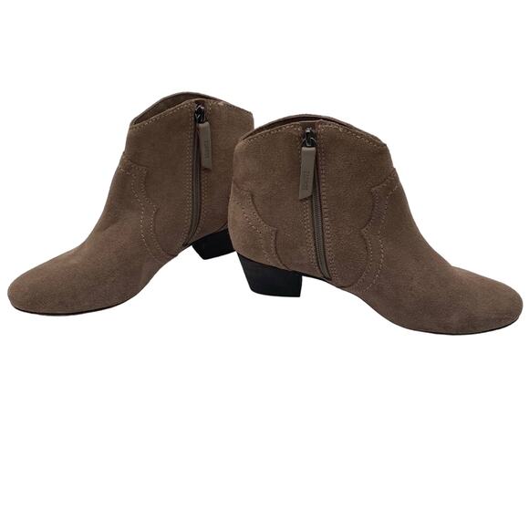 Schutz Abiha Closed Toe Ankle Boot Taupe Tan Side Zip Size 6.5B Bootie Suede - Picture 6 of 10